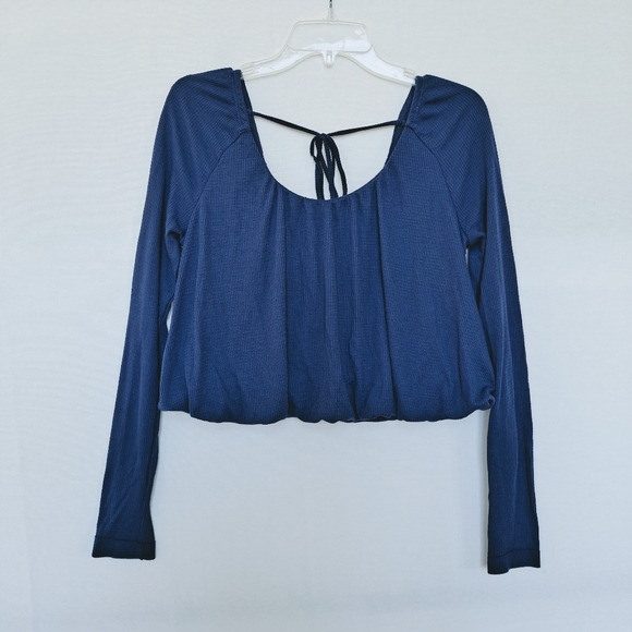 Free People We the Free Bondi Blouson Blue Thermal Crop Top szS - Picture 12 of 12